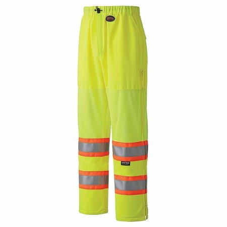 PIONEER Hi-Vis, Lightweight Traffic Safety Work Pants, Yellow/Green, L V1070360U-L